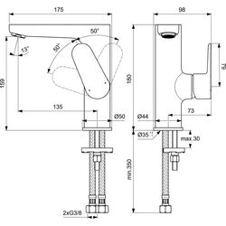 Baterie pentru lavoar Ideal Standard Cerafine O BC555XG (Silk Black) Thumb