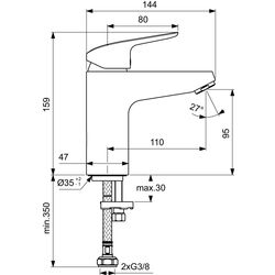 Baterie pentru lavoar Ideal Standard Ceraflex B1714AA (Chrome) Thumb