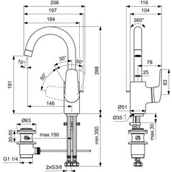 Baterie pentru lavoar Ideal Standard Ceraflex B1716AA (Chrome) Thumb