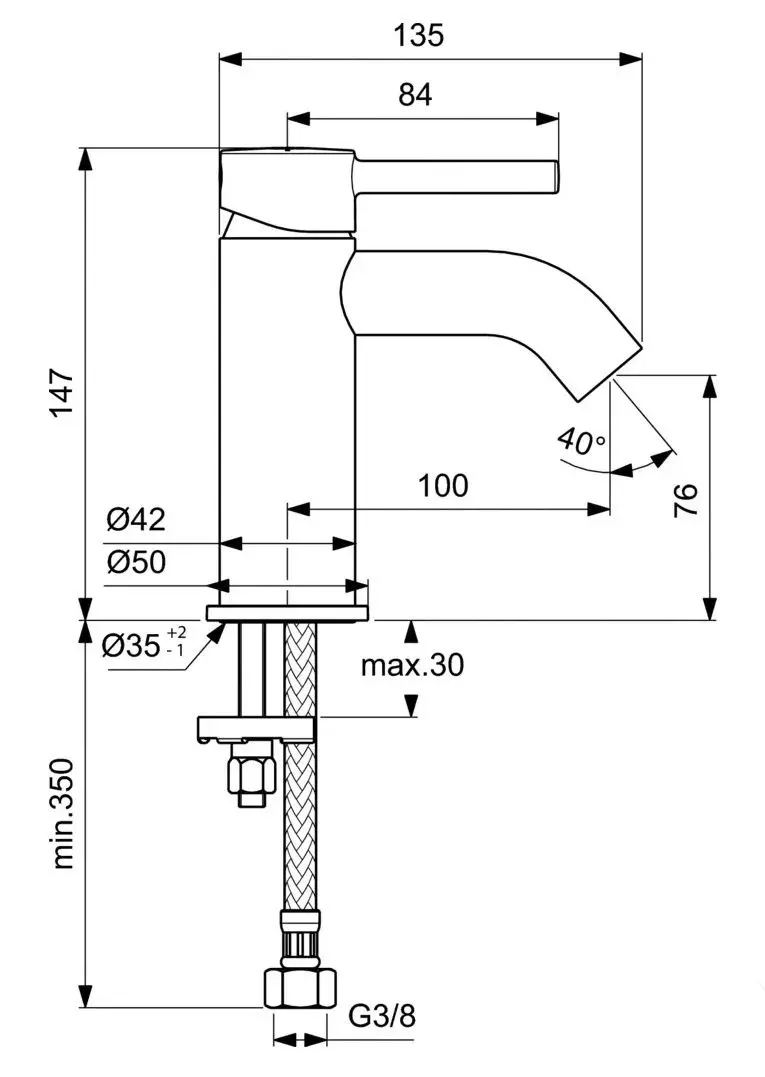 Baterie pentru lavoar Ideal Standard Ceraline BC268AA (Chrome) - 6