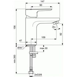 Baterie pentru lavoar Ideal Standard Ceraplan III BC567AA (Chrome) Thumb