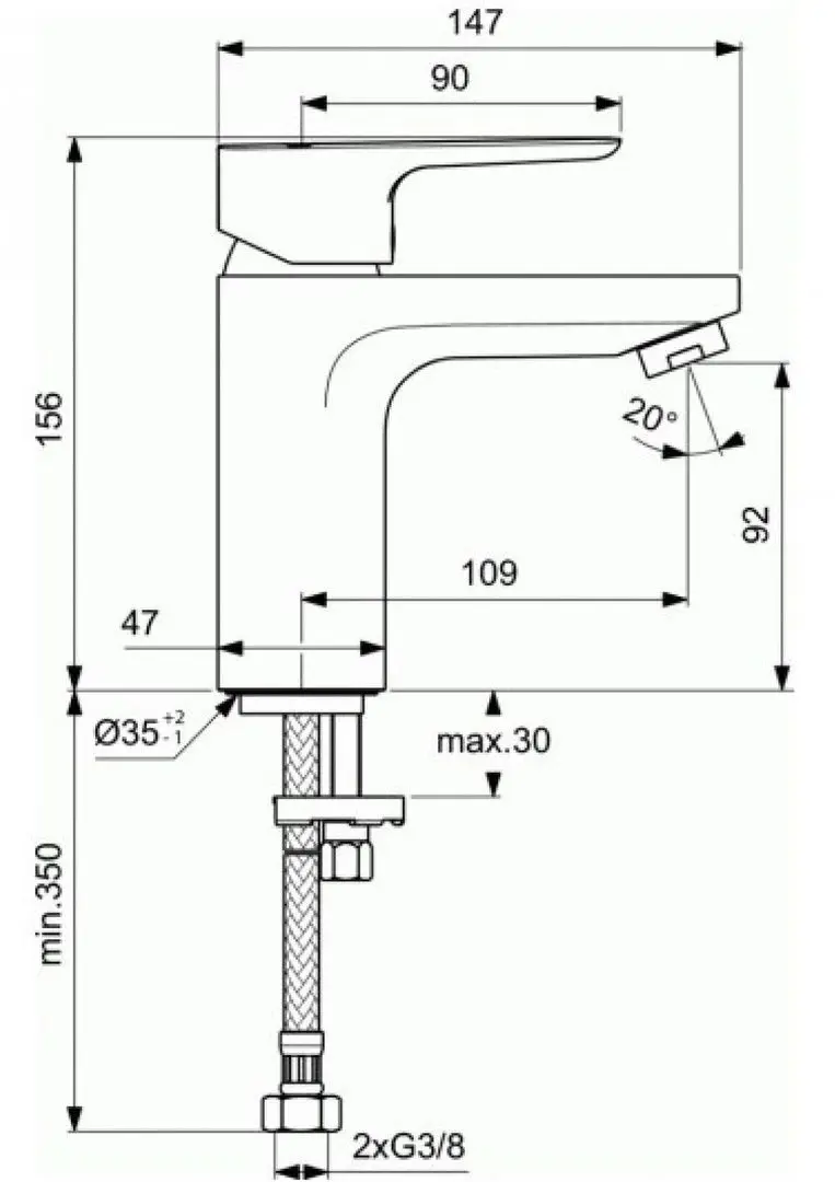 Baterie pentru lavoar Ideal Standard Ceraplan III BC567AA (Chrome) - 3