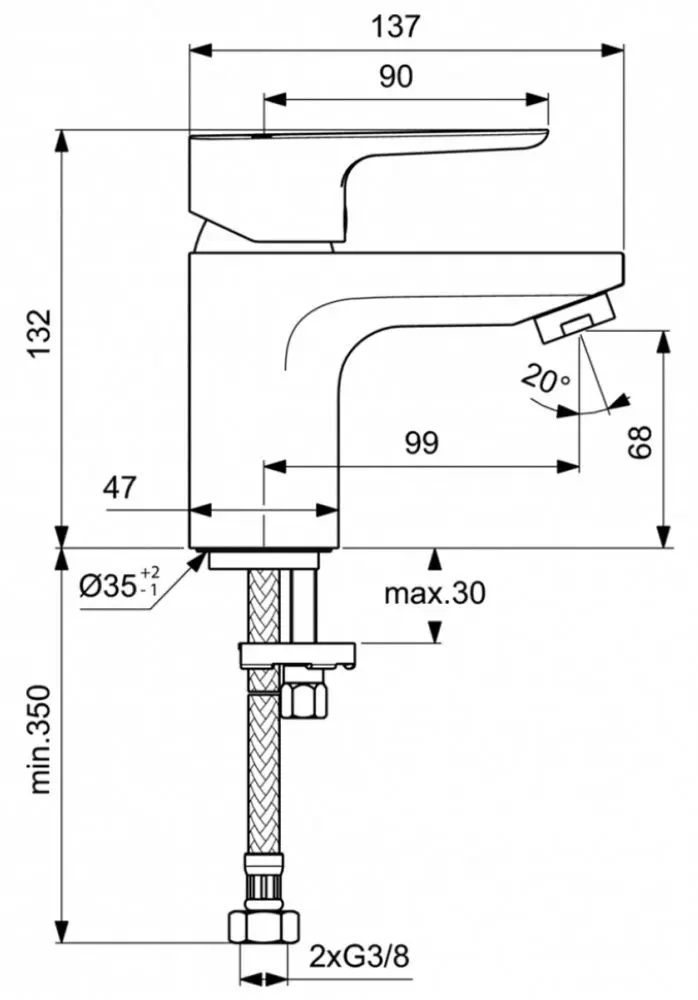 Baterie pentru lavoar Ideal Standard Ceraplan III Slim BC563AA (Chrome) - 4