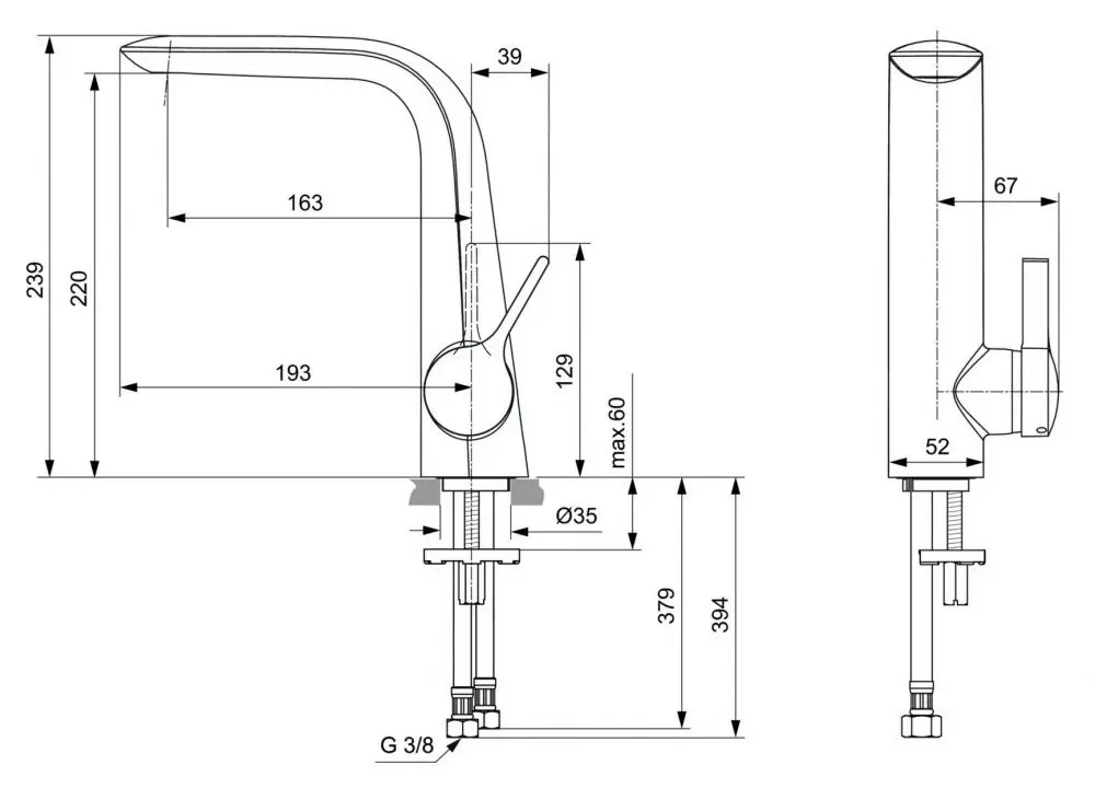Baterie pentru lavoar Ideal Standard Melange A6042AA (Chrome) - 4