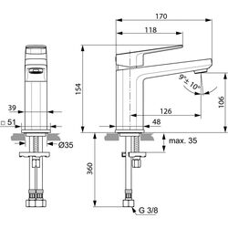 Baterie pentru lavoar Ideal Standard Tonic II A6327AA (Chrome) Thumb