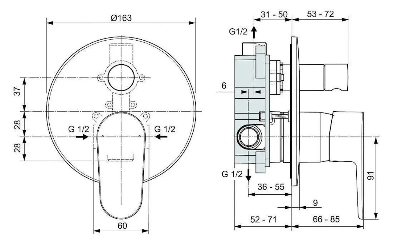 Baterie pentru cada si dus Ideal Standard Cerafine O A7193XG (Silk Black) - 4