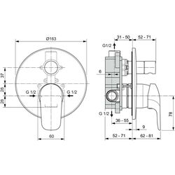 Baterie pentru cada si dus Ideal Standard Ceraflex A6758AA (Chrome) Thumb