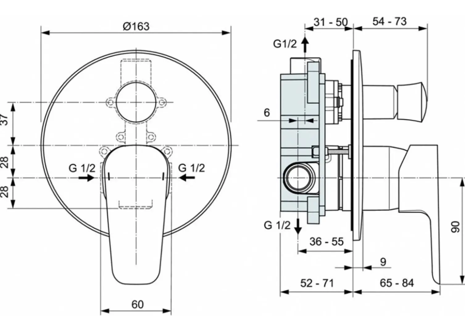 Baterie pentru cada si dus Ideal Standard Ceraplan III A6383AA (Chrome) - 3