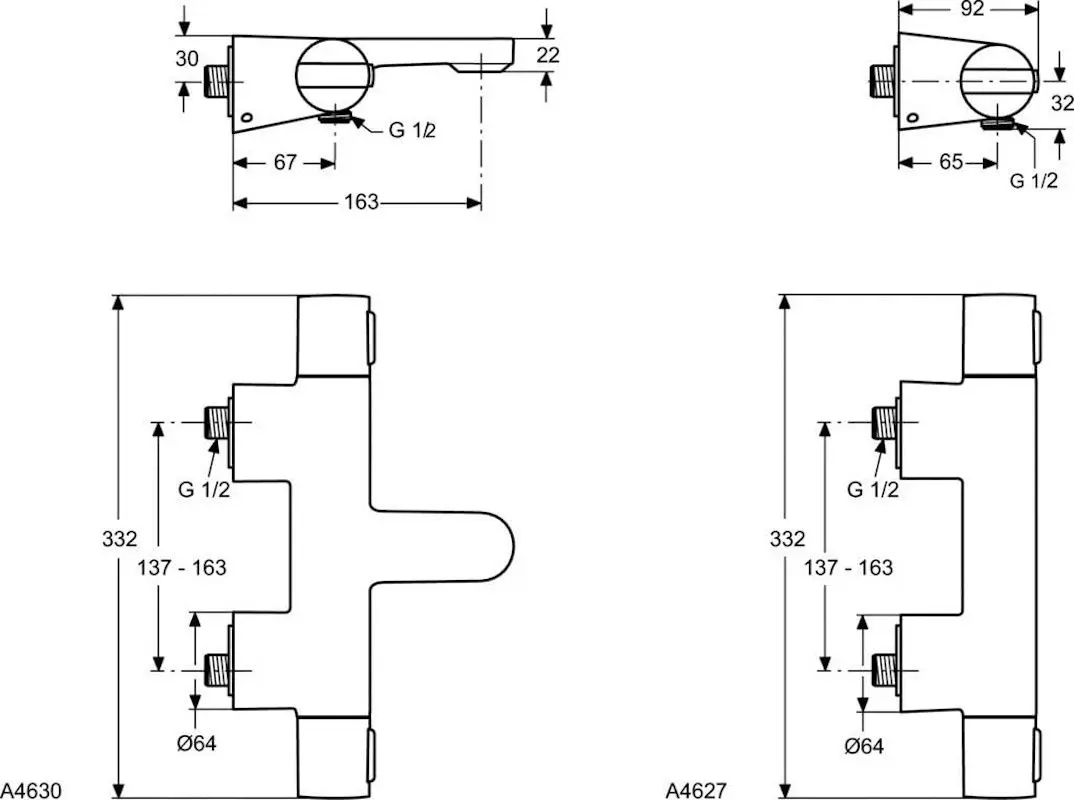 Baterie pentru cada si dus Ideal Standard Ceratherm 200 A4630AA (Chrome) - 6