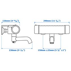 Baterie pentru dus Ikea Voxnan 150mm (Chrome) Thumb