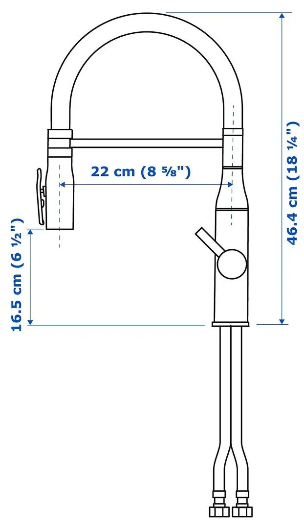 Baterie pentru chiuveta Ikea Tollsjon duş manual (Black Metal) - 5