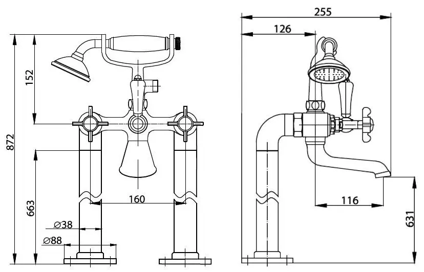 Baterie pentru cada si dus Imprese Cuthno Stribro H-10280 (Chrome) - 3