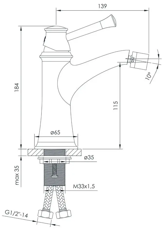 Baterie pentru bideu Imprese Podzima Zrala ZMK02170807 (Black)