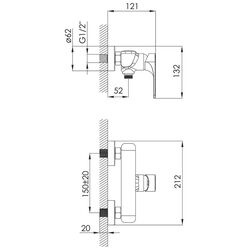 Baterie pentru dus Imprese Bilina 15225 (Chrome) Thumb