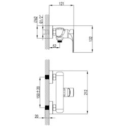 Baterie pentru dus Imprese Bilina 15225BN (Nickel) Thumb