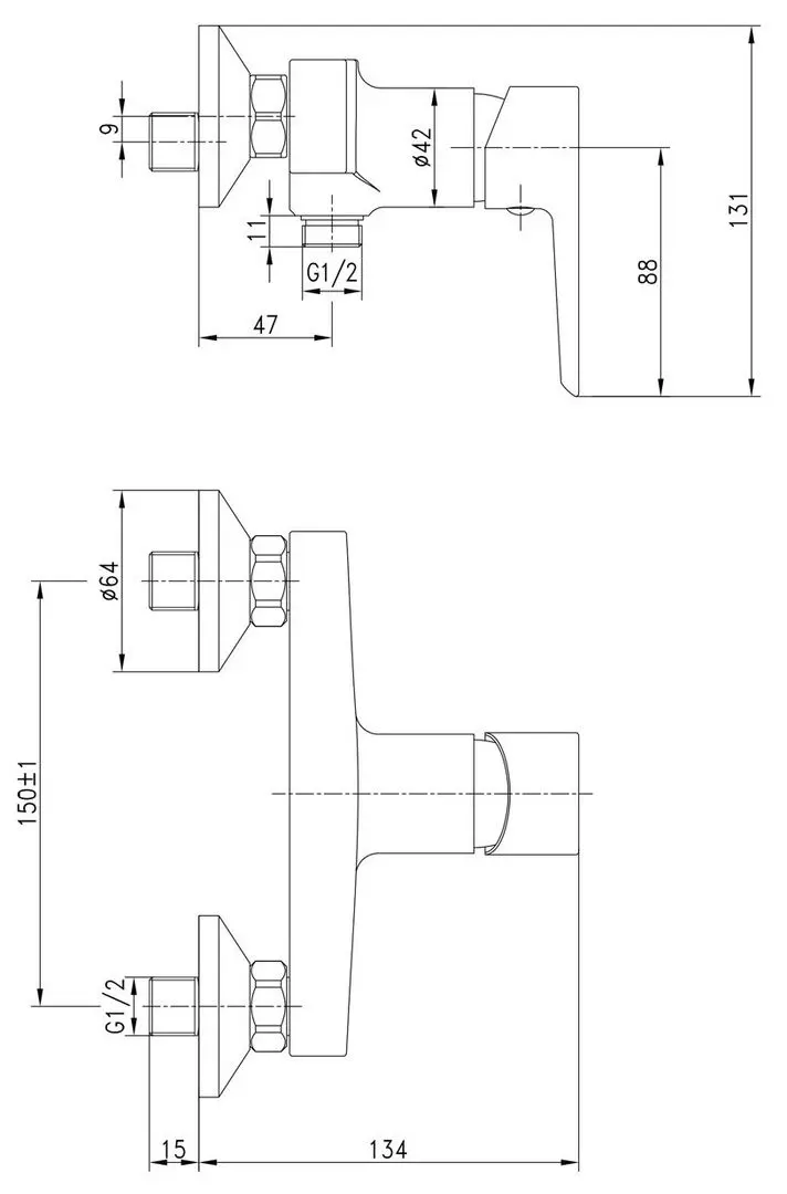 Baterie pentru dus Imprese Breclav 15245 (Chrome) - 2