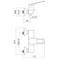 Baterie pentru dus Imprese Elio f03307701AA (Chrome) Thumb