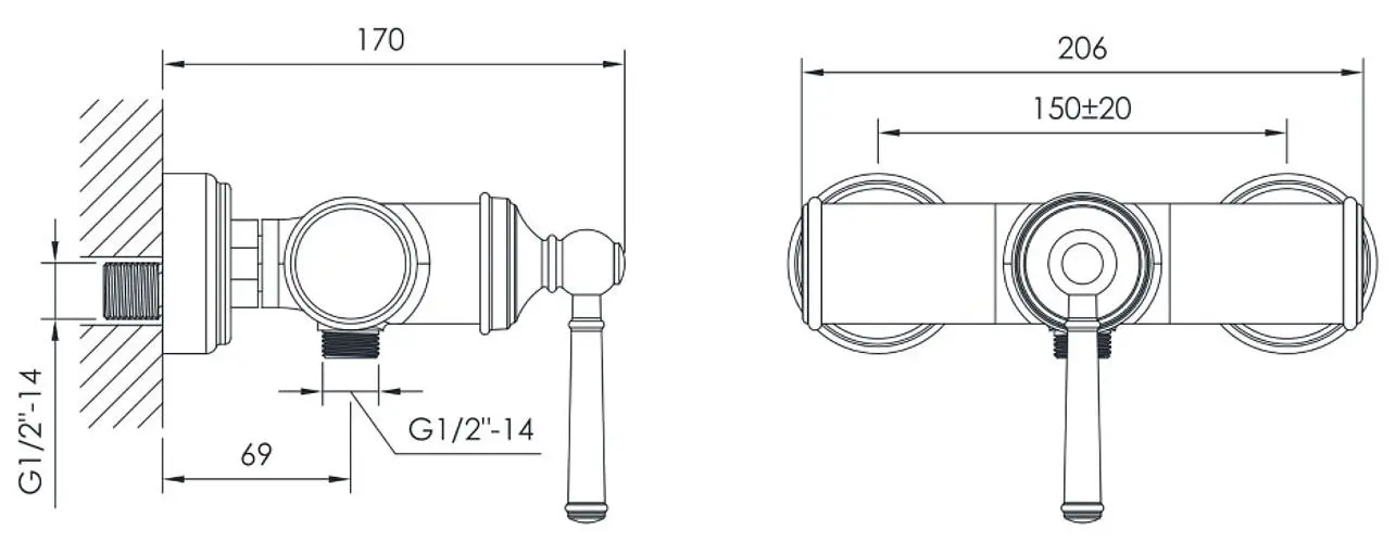 Baterie pentru dus Imprese Hydrant ZMK031806080 (Nickel) - 3