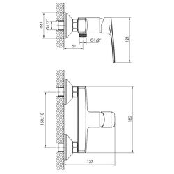 Baterie pentru dus Imprese Kampa 15285 (Chrome) Thumb