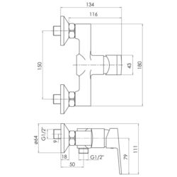 Baterie pentru dus Imprese Laska 15040 (Chrome) Thumb