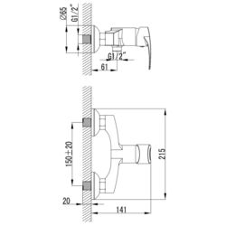 Baterie pentru dus Imprese Lidice 15095 (Chrome) Thumb