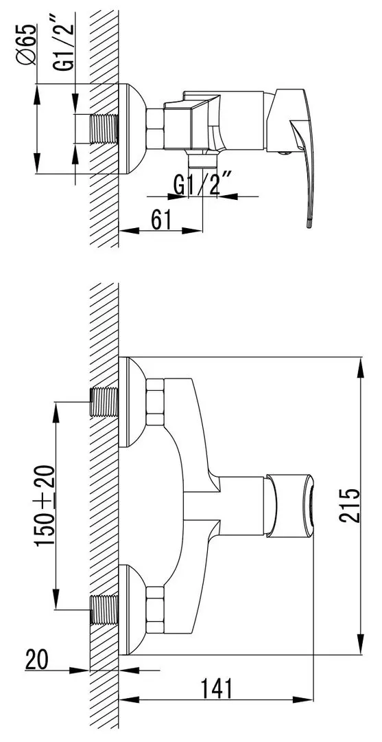 Baterie pentru dus Imprese Lidice 15095 (Chrome) - 3