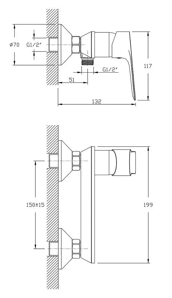 Baterie pentru dus Imprese Loreta 15350 (Chrome) - 3