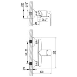 Baterie pentru dus Imprese Nova Opava 15075 (Chrome) Thumb