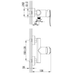 Baterie pentru dus Imprese Nova Vlna 15135 (Chrome) Thumb