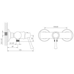 Baterie pentru dus Imprese Podzima Zrala ZMK02170808 (Black) Thumb