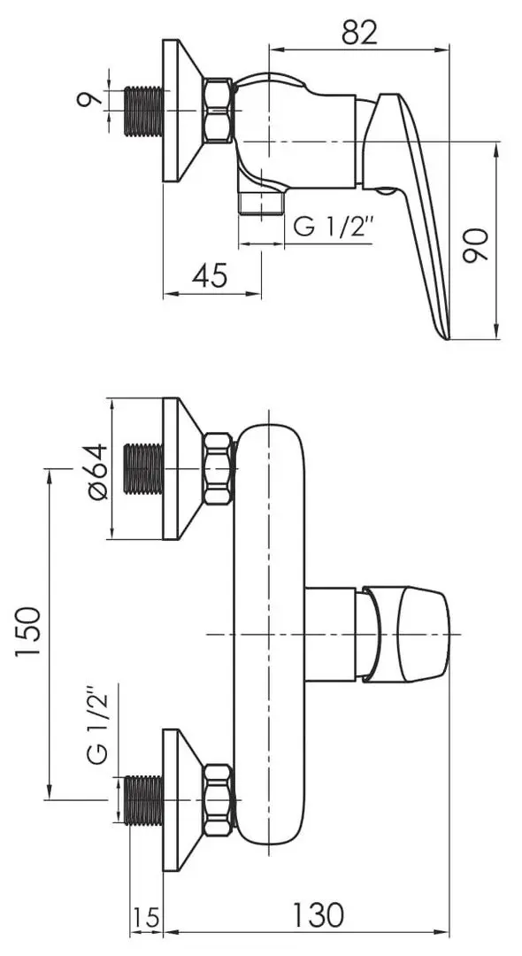 Baterie pentru dus Imprese Praha New 15030 (Chrome) - 3