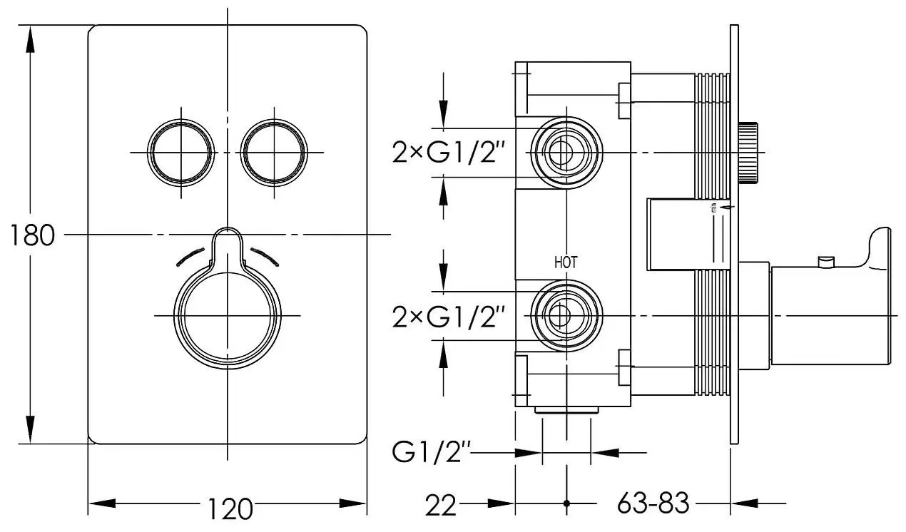 Baterie pentru dus Imprese Smart Click ZMK101901240 (Black) - 3