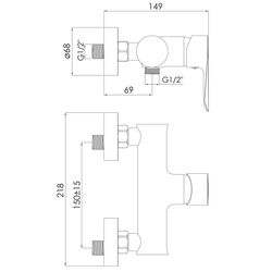 Baterie pentru dus Imprese Vaclav f03306401AA (Chrome) Thumb