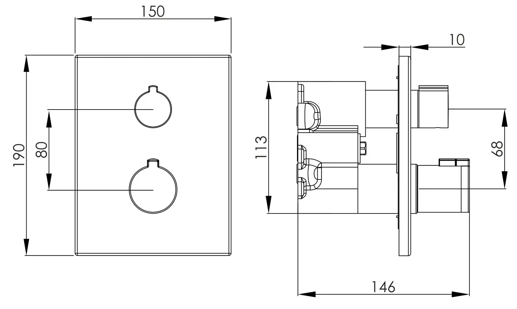Baterie pentru dus Imprese Violik f04610810AD (Black Matte)