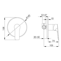 Baterie pentru dus Imprese Kucera VR-30105 (Chrome) Thumb