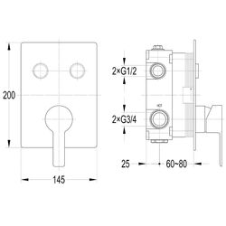 Baterie pentru dus Imprese Smart Click ZMK101901201 (Chrome) Thumb