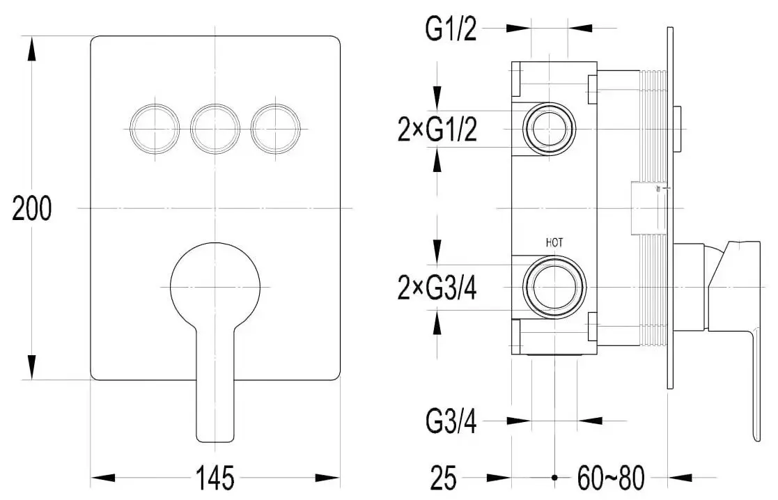 Baterie pentru dus Imprese Smart Click ZMK101901202 (Chrome)