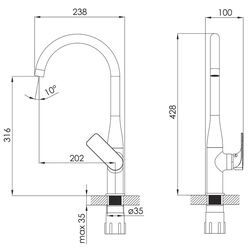 Baterie pentru bucatarie Imprese Bilina 55225 (Chrome) Thumb