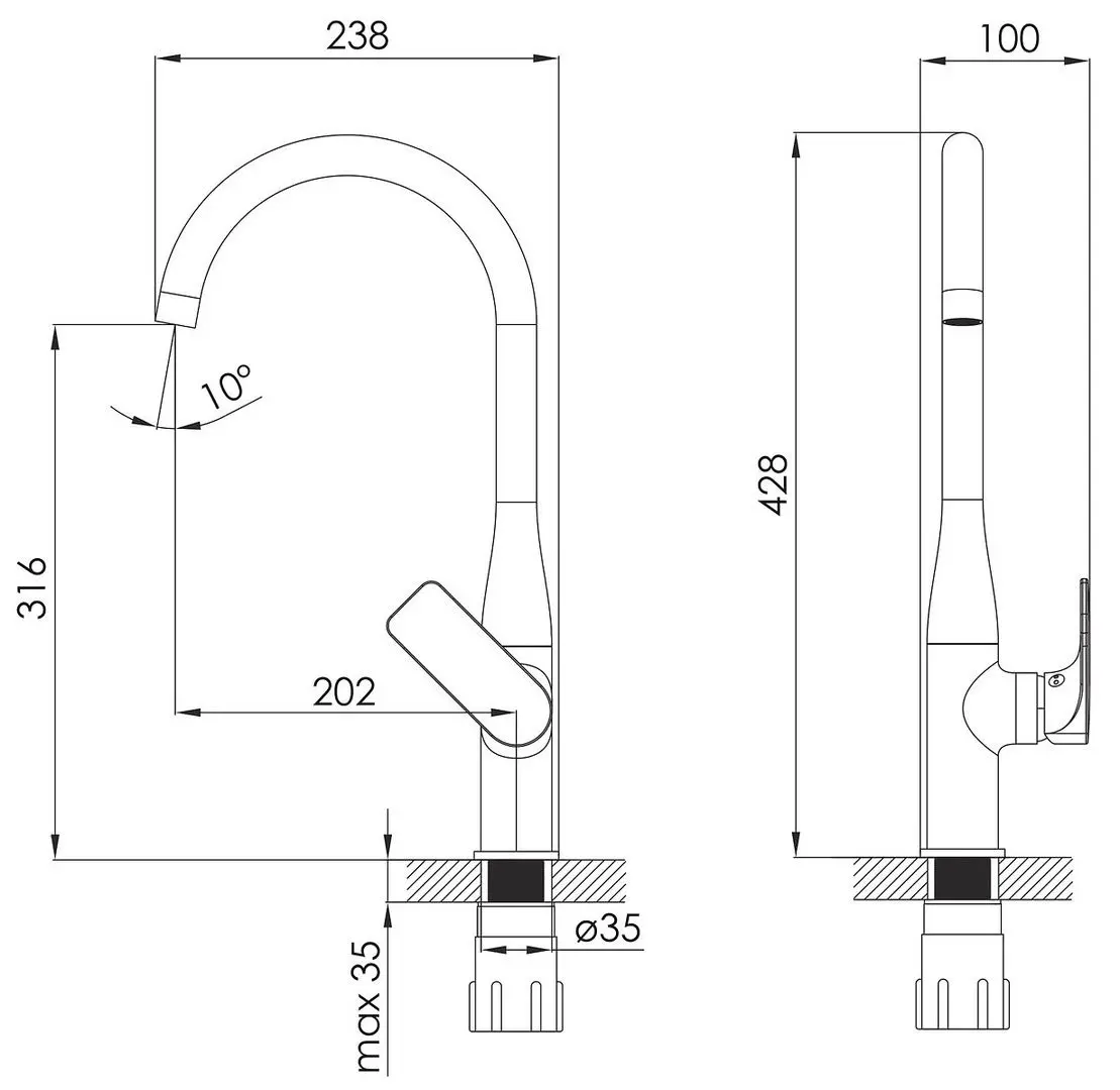 Baterie pentru bucatarie Imprese Bilina 55225 (Chrome)