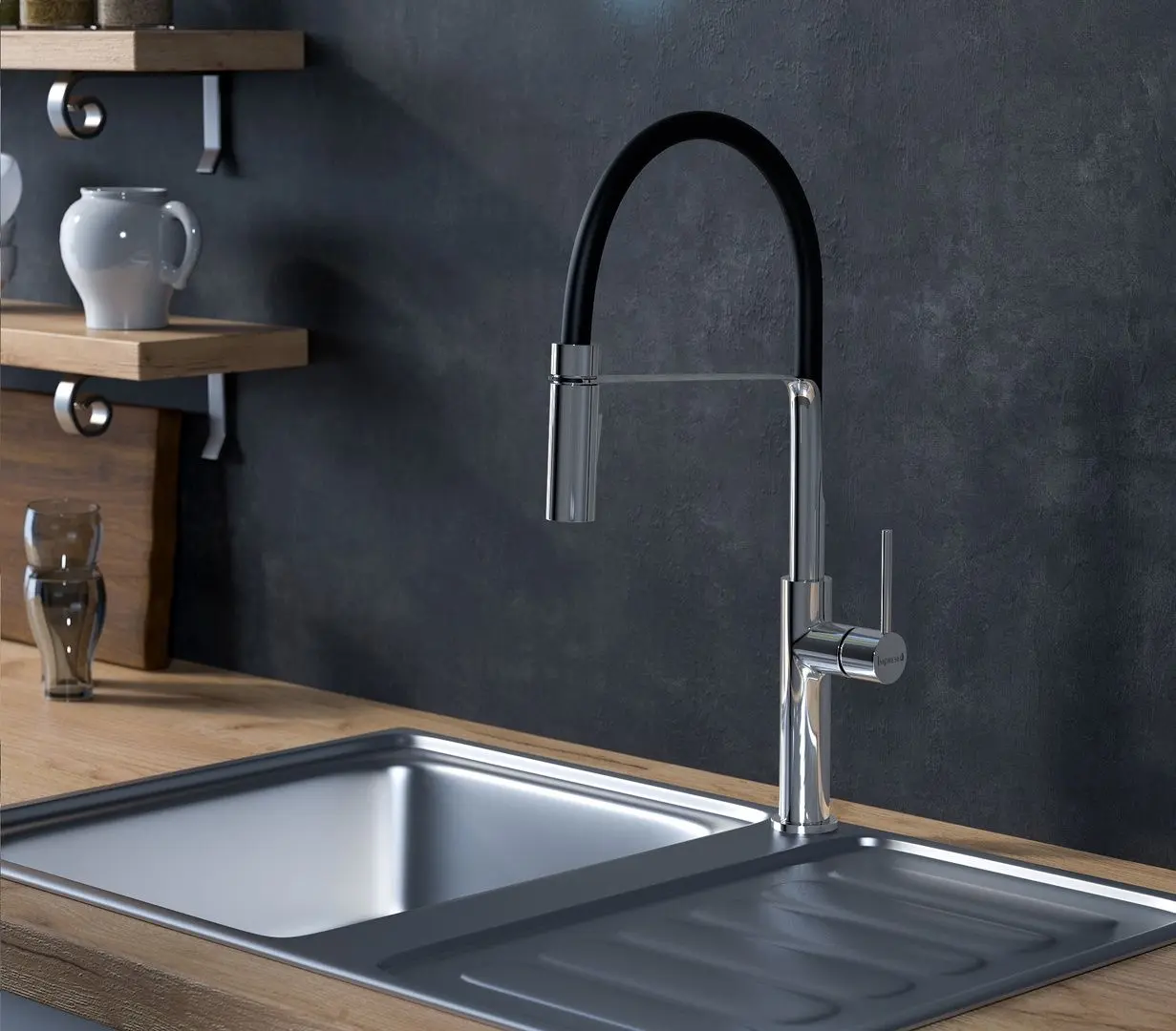 Baterie pentru chiuveta Imprese Boa US 55921 (Chrome/Black) - 2