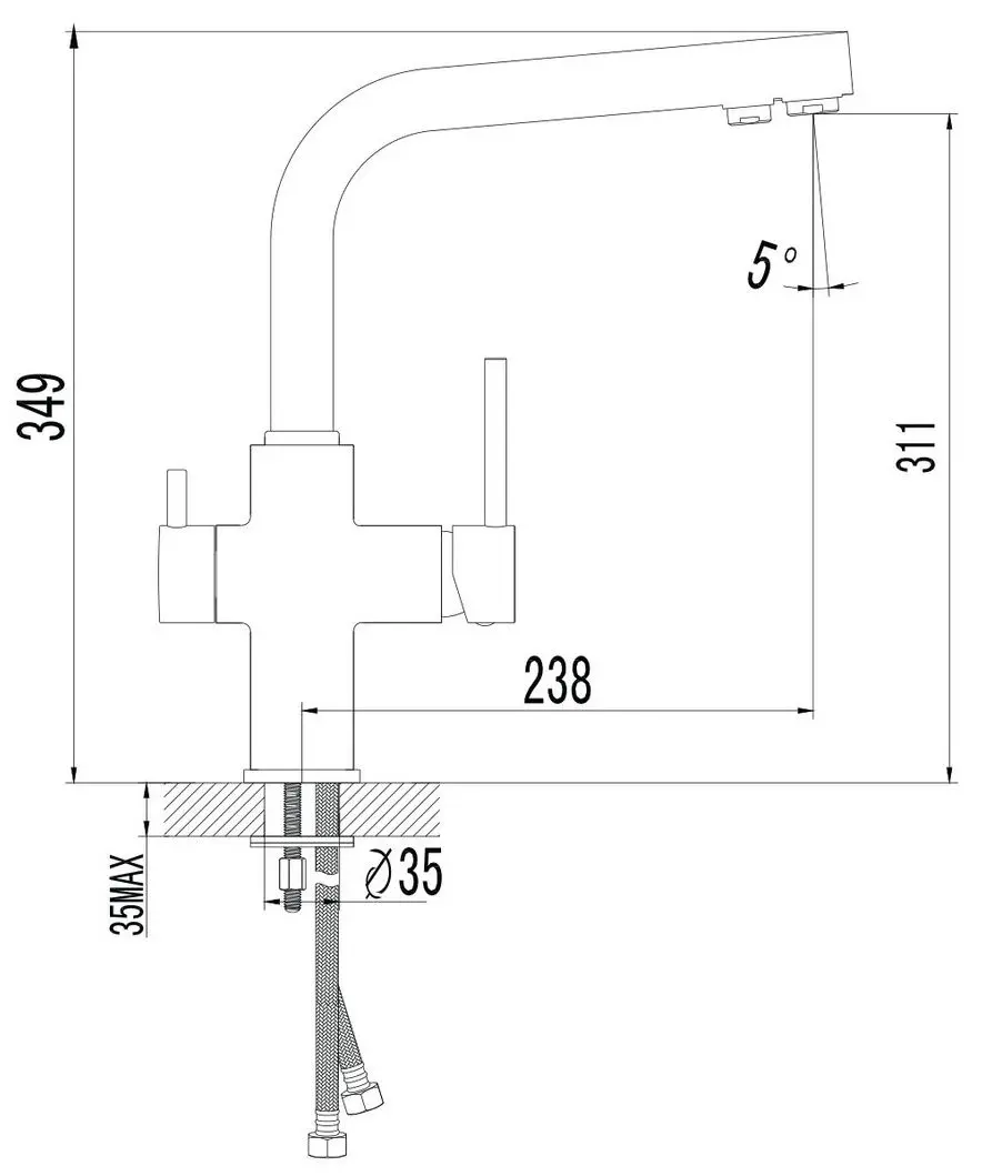 Baterie pentru chiuveta Imprese Daicy 55009S-F (Satin) - 3