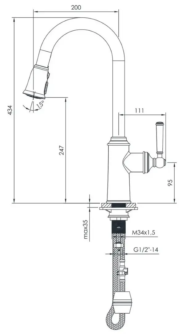 Baterie pentru chiuveta Imprese Hydrant ZMK031806150 (Nickel) - 4