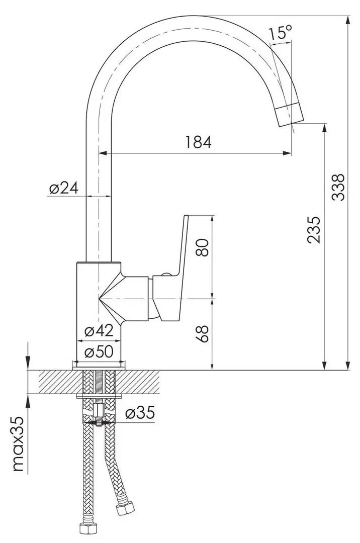 Baterie pentru bucatarie Imprese Lesna 55070 (Chrome) - 3