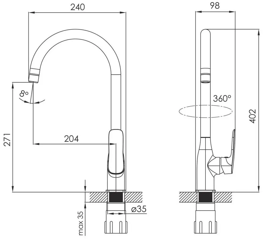 Baterie pentru chiuveta Imprese Loket 55230 (Chrome) - 3