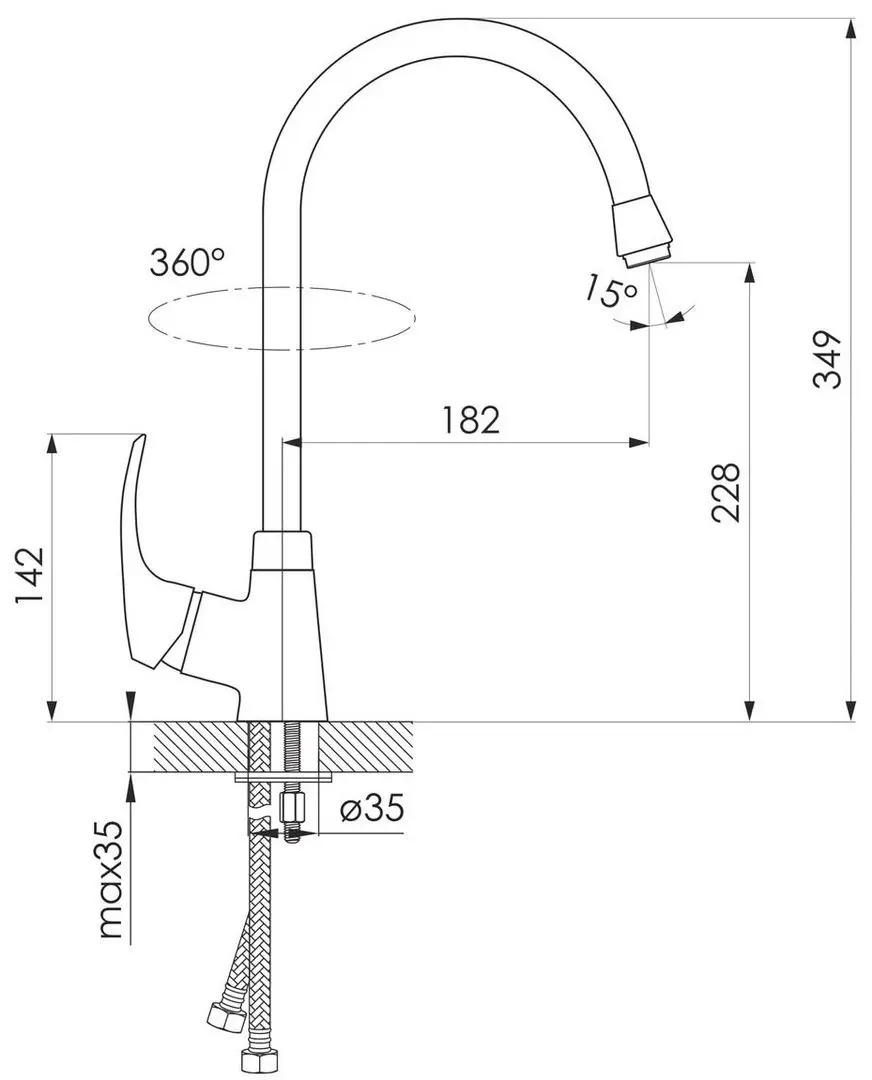 Baterie pentru chiuveta Imprese Malse 55010 (Chrome) - 3