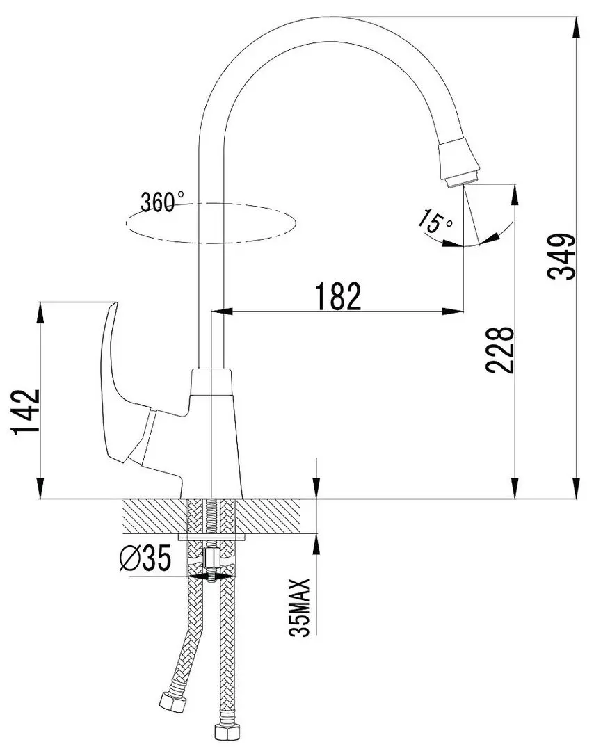 Baterie pentru chiuveta Imprese Malse 55010S (Satin) - 3