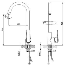 Baterie pentru bucatarie Imprese Nova Vlna 55135 (Chrome) Thumb
