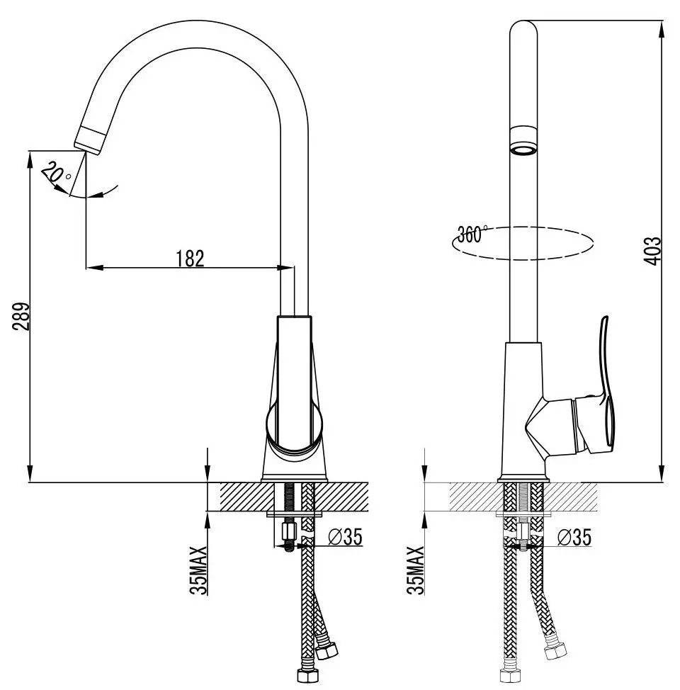 Baterie pentru bucatarie Imprese Nova Vlna 55135 (Chrome) - 3