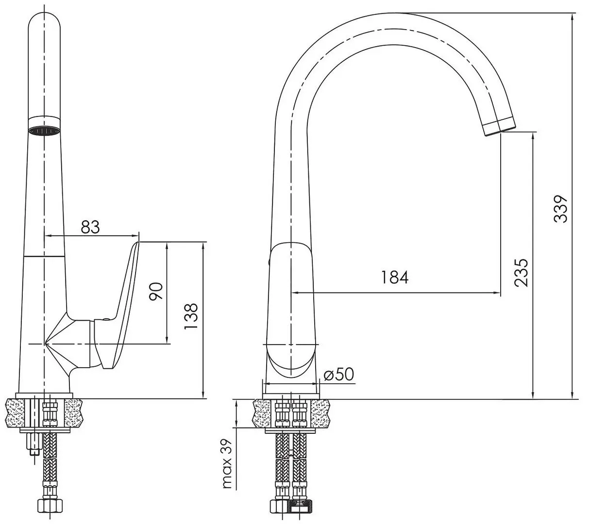 Baterie pentru bucatarie Imprese Praha New f03405501AA (Chrome) - 3