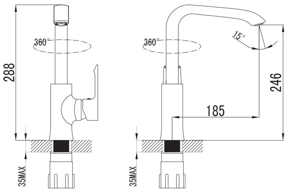 Baterie pentru chiuveta Imprese Vyskov 55340 (Chrome) - 3